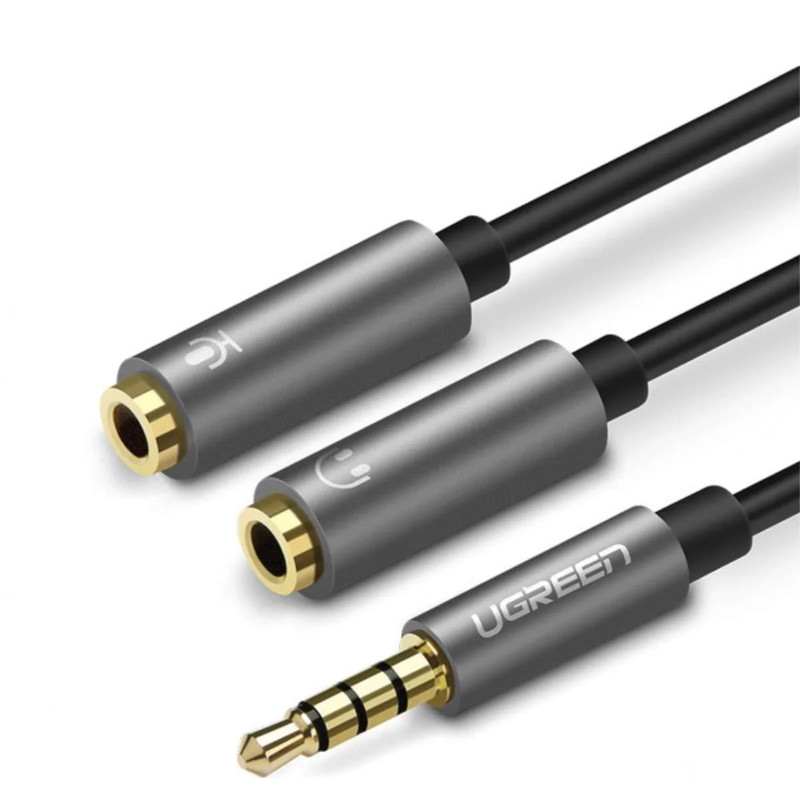 Ugreen Headphone Splitter Cable with Mic - Grey - كابل